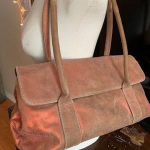 Donald Pliner Couture metallic orange leather hobo purse.